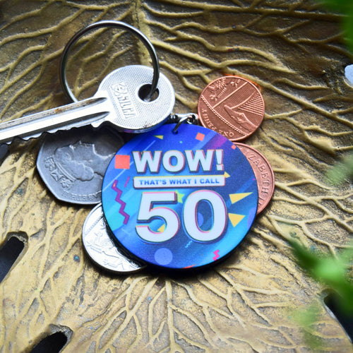 keyring gift for a 50th birthday