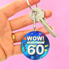 funny 60th birthday gift of a keychain printed with 60