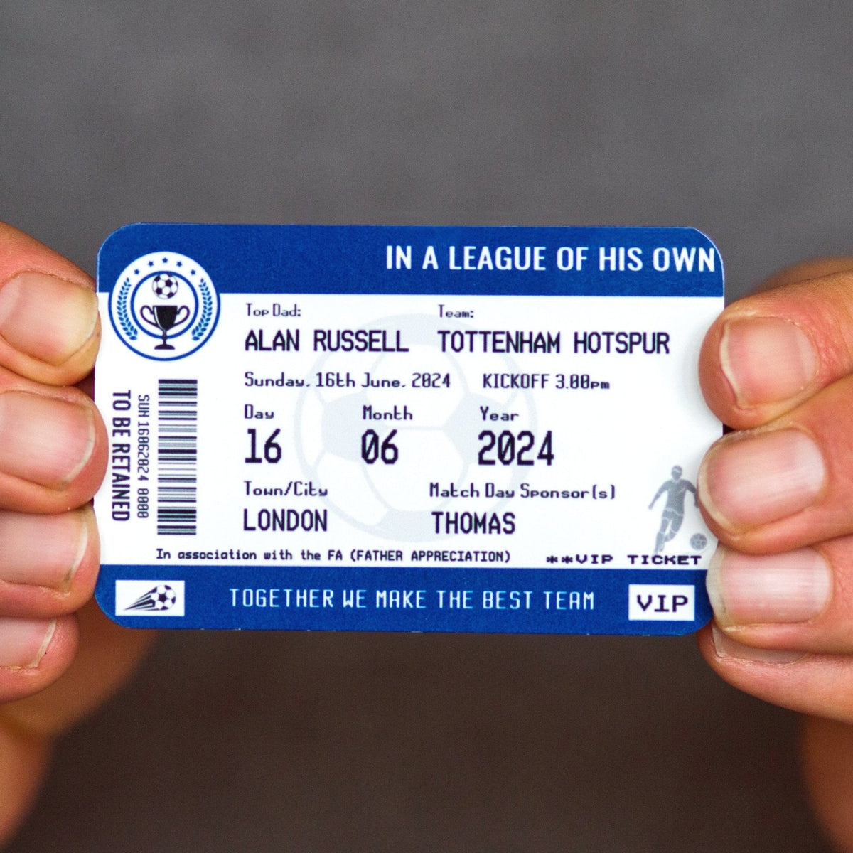 Personalised Football Ticket Wallet Insert For Dad - Of Life & Lemons®