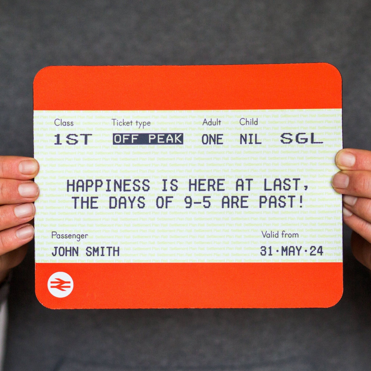 Personalised Train Ticket Retirement Mouse Mat - Of Life & Lemons®