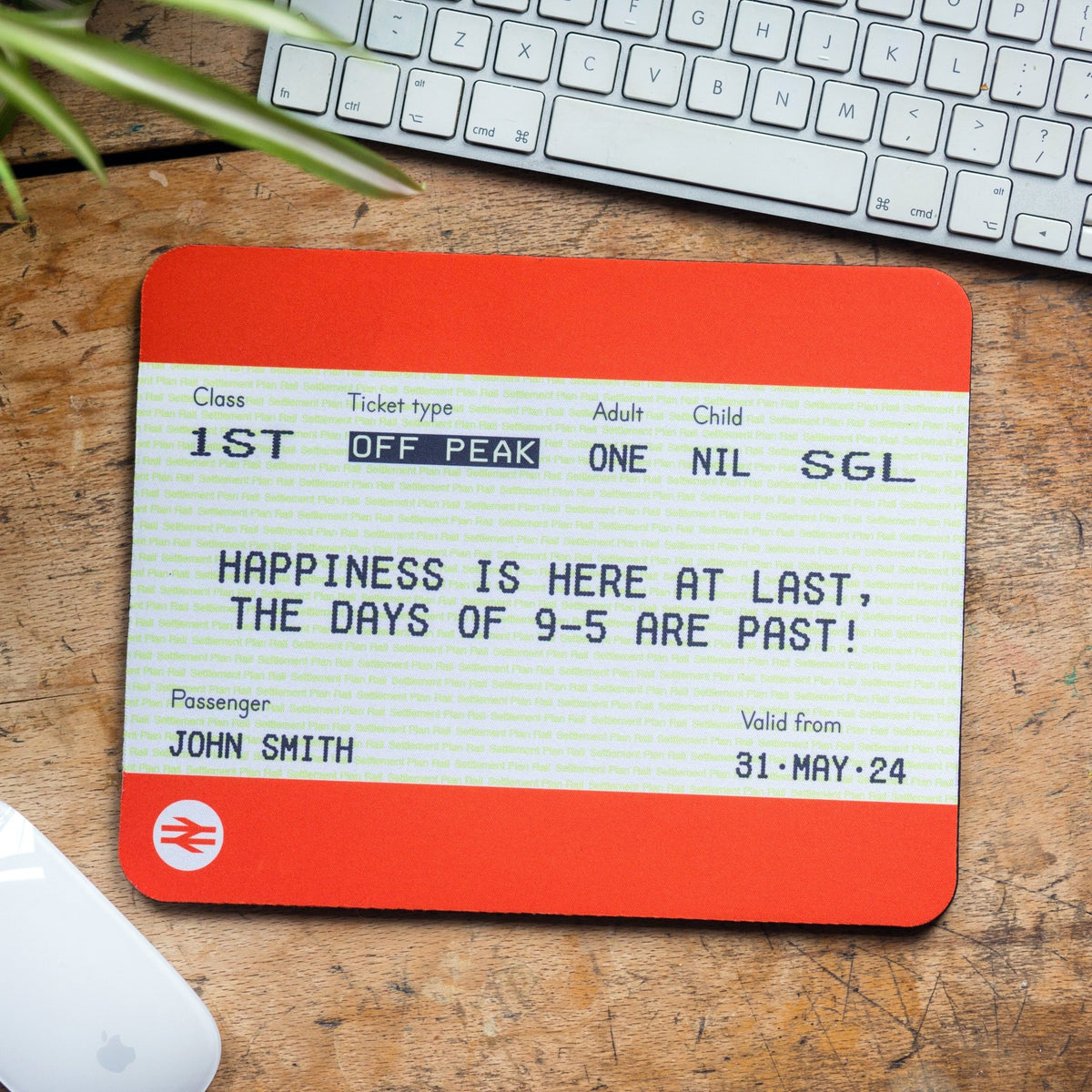 Personalised Train Ticket Retirement Mouse Mat - Of Life & Lemons®