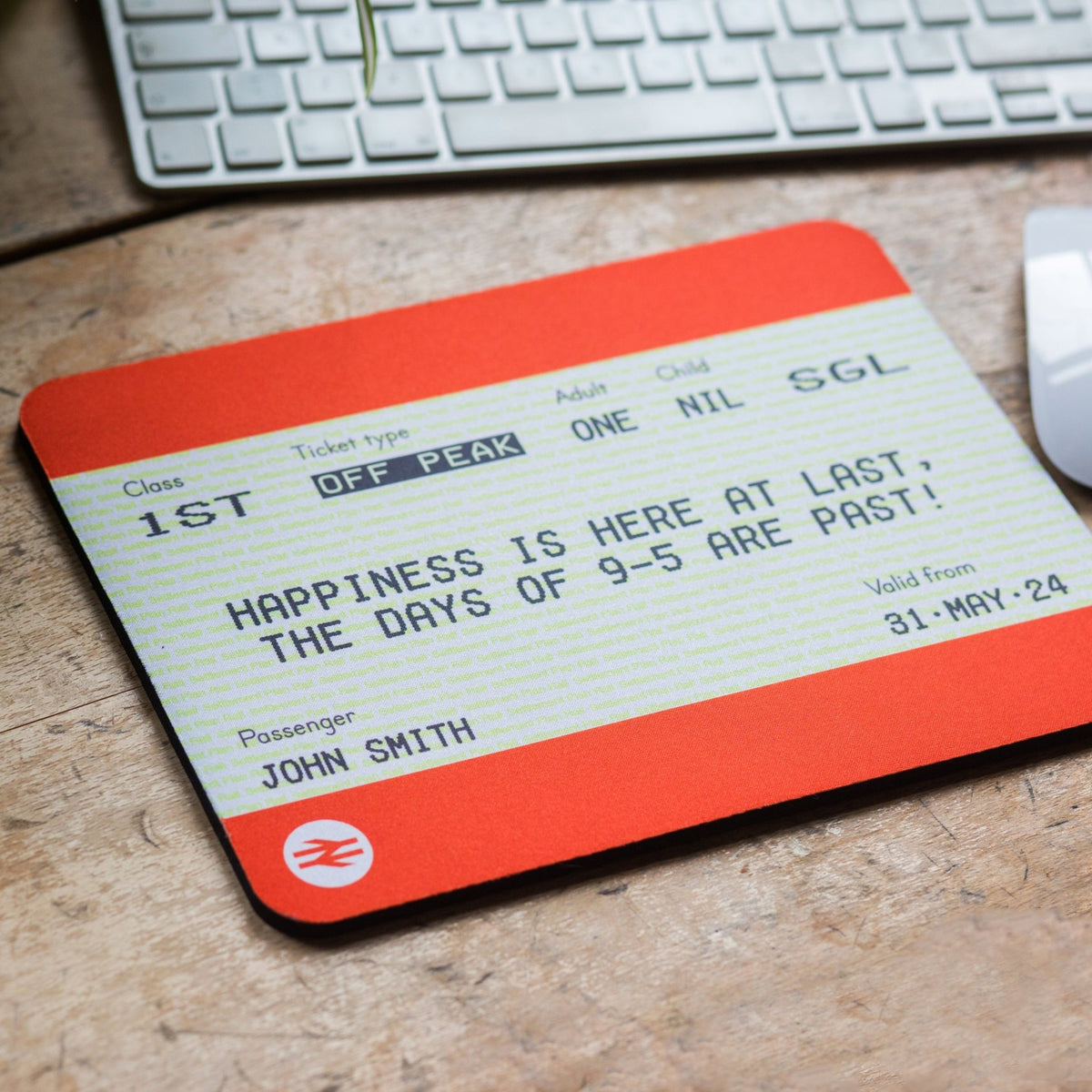 Personalised Train Ticket Retirement Mouse Mat - Of Life & Lemons®