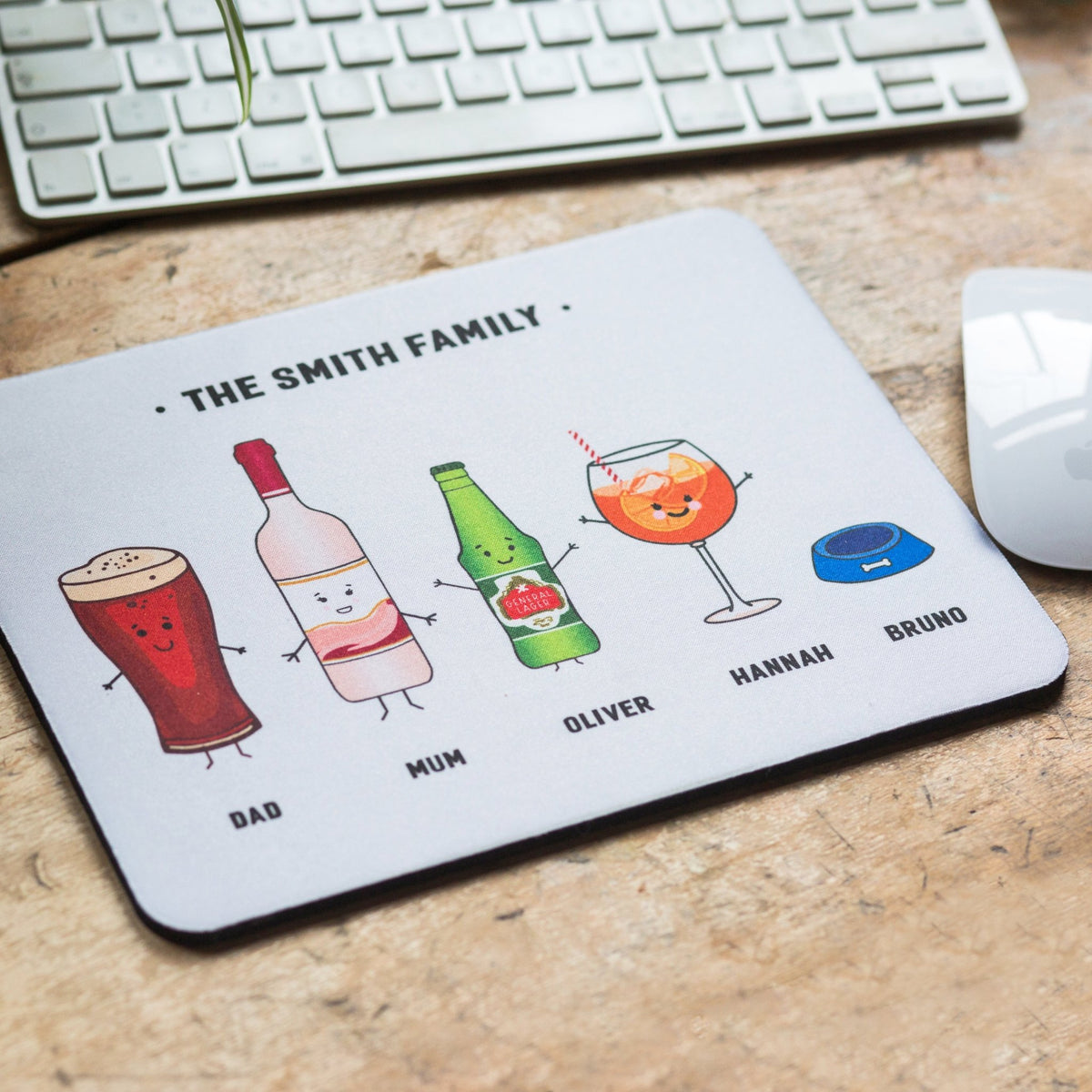 Personalised Family Drinks Mouse Mat - Of Life & Lemons®
