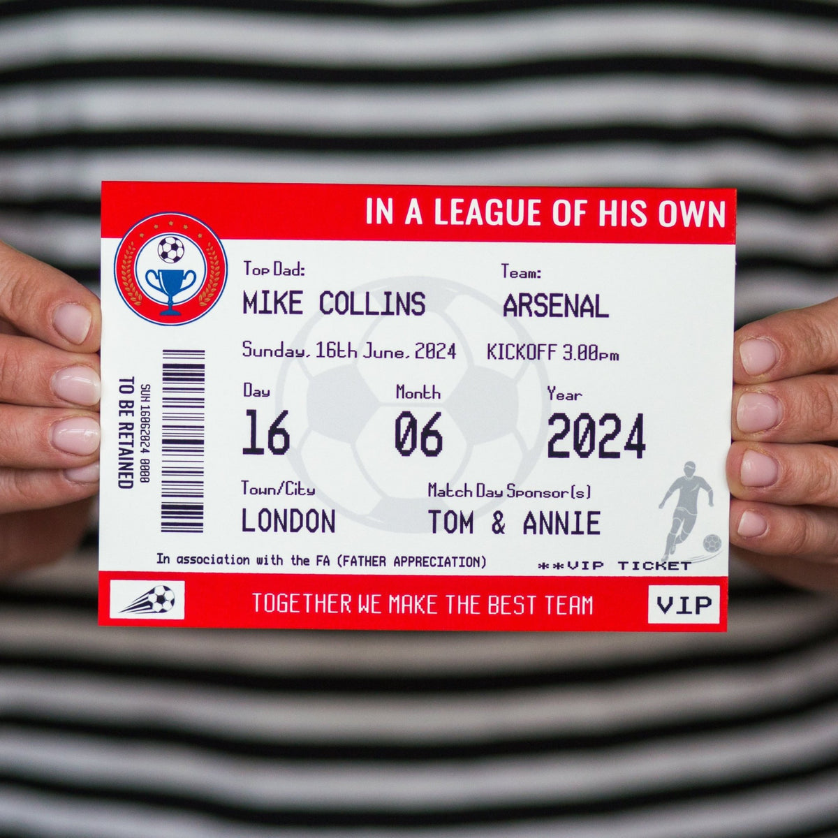 Personalised Football Ticket Card For Dad - Of Life & Lemons®