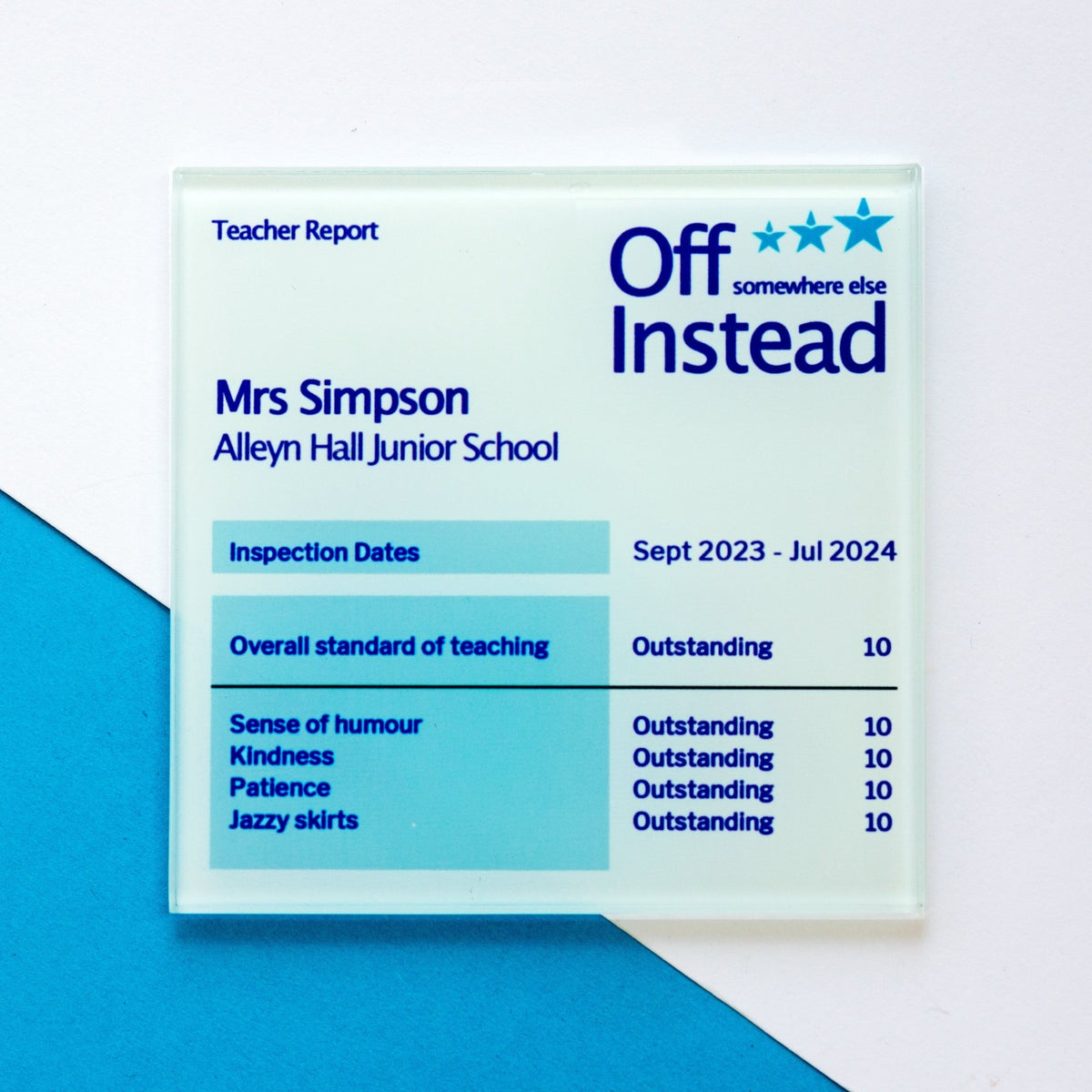 Personalised Report Style Coaster For Teacher - Of Life & Lemons®