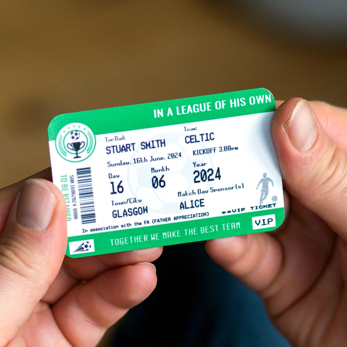 Personalised Football Ticket Wallet Insert For Dad - Of Life & Lemons®