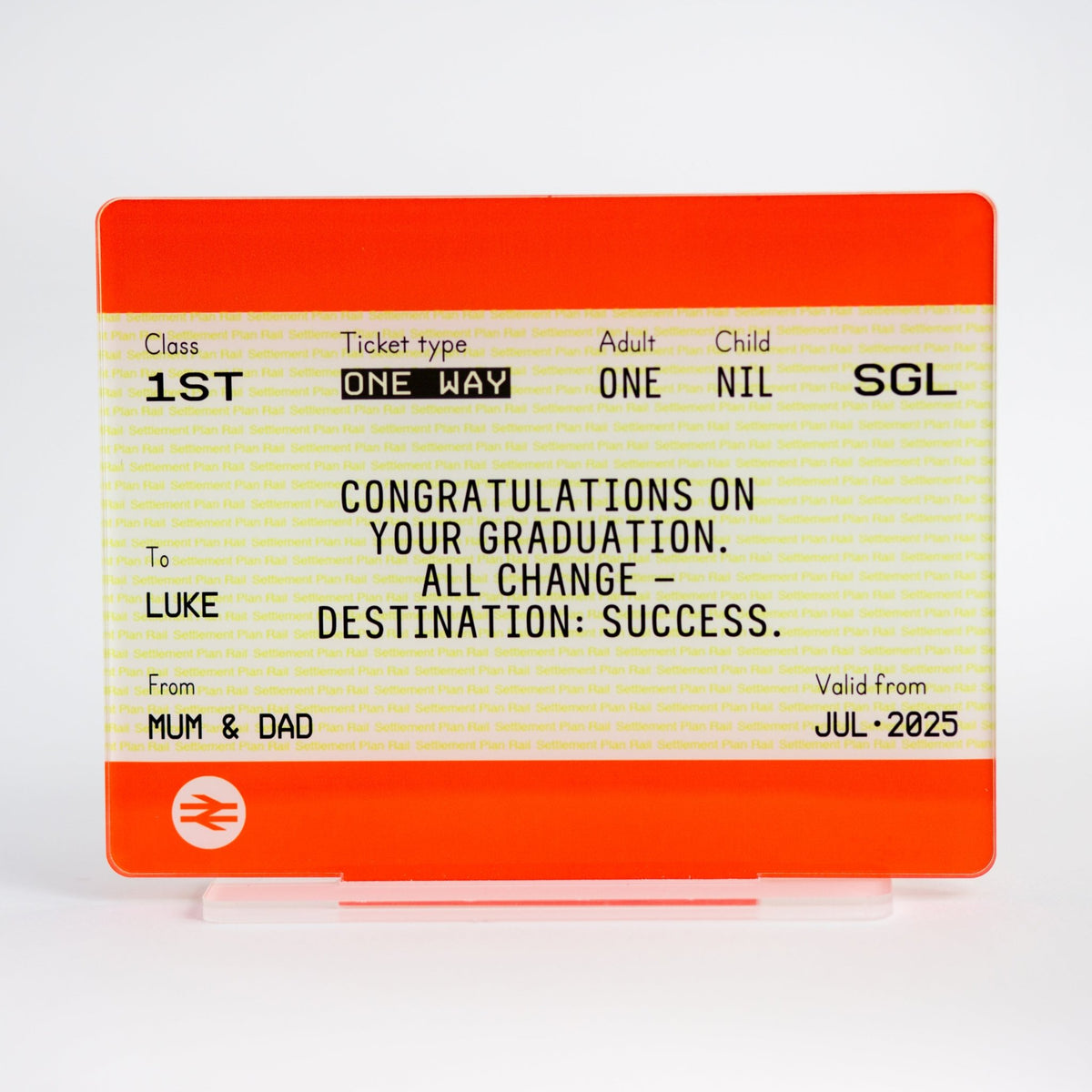 Personalised Train Ticket Graduation Gift - Of Life & Lemons®