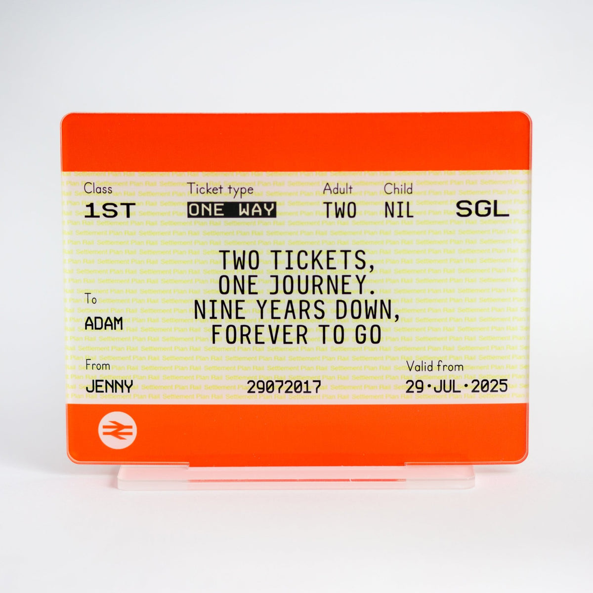 Personalised Train Ticket Anniversary Gift - Of Life & Lemons®
