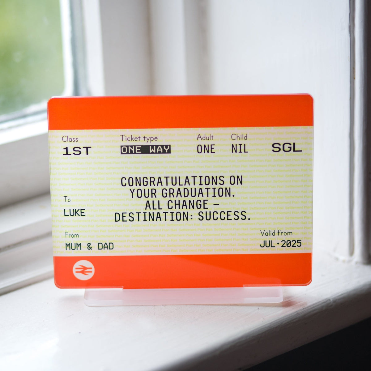 Personalised Train Ticket Graduation Gift - Of Life & Lemons®