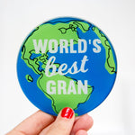 World's Best Gran' glass coaster gift for grandparent