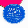personalised coaster for aunt with english heritage blue plaque
