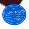 personalised coaster gift for a grandfather with blue plaque motif