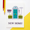 Custom new home card with illustration of a house and personalised details