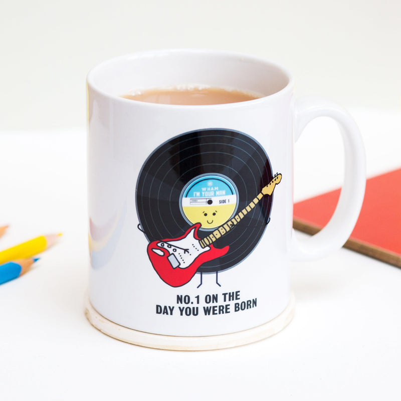 custom mug for music lover with details of the no. 1 song on the day they were born