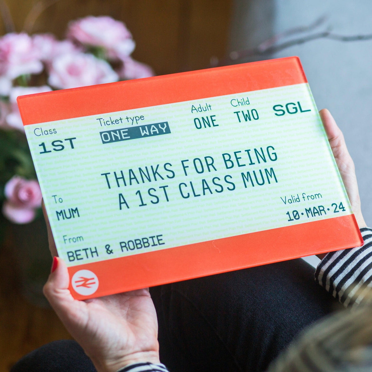 Personalised Train Ticket Chopping Board For Mum - Of Life & Lemons®