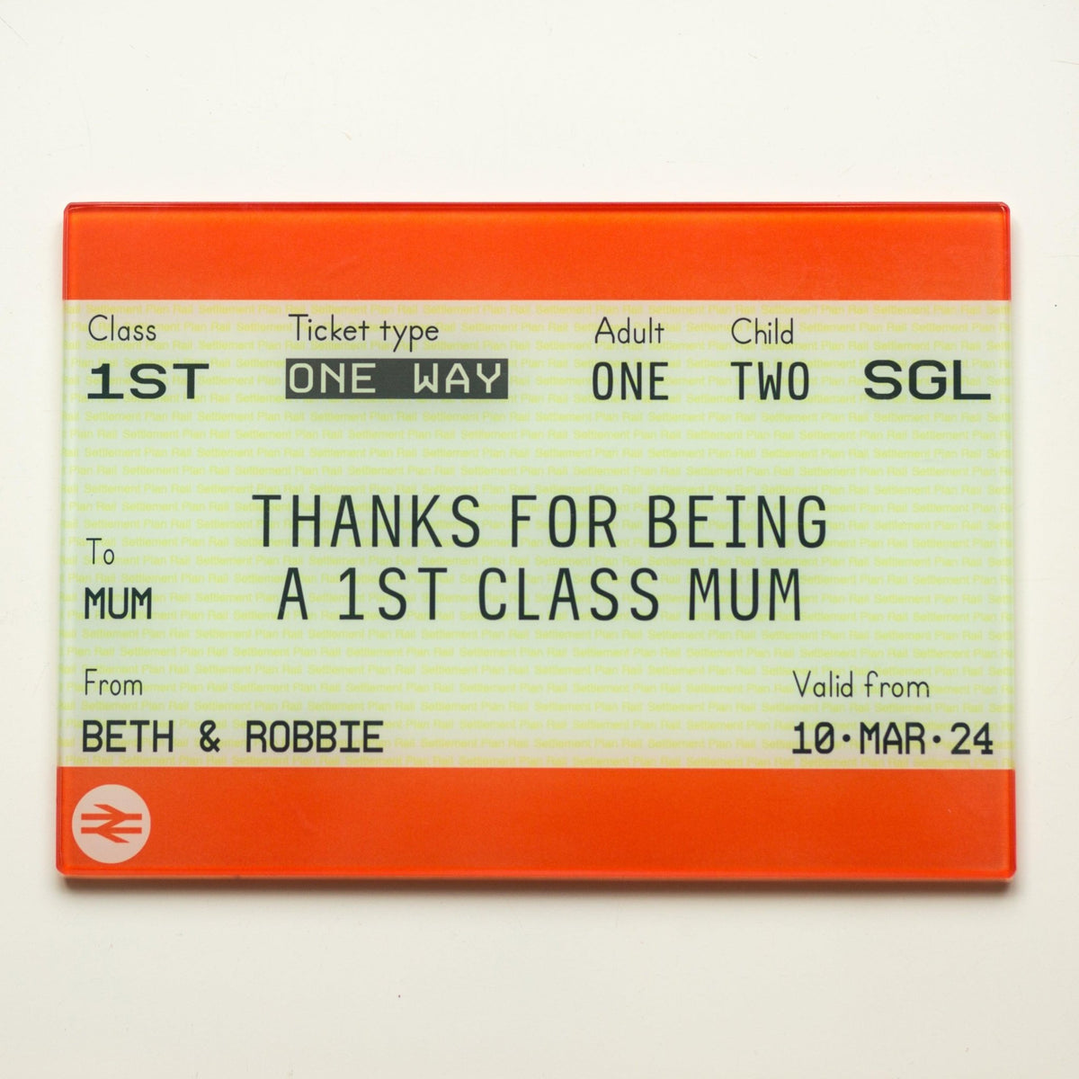 Personalised Train Ticket Chopping Board For Mum - Of Life & Lemons®