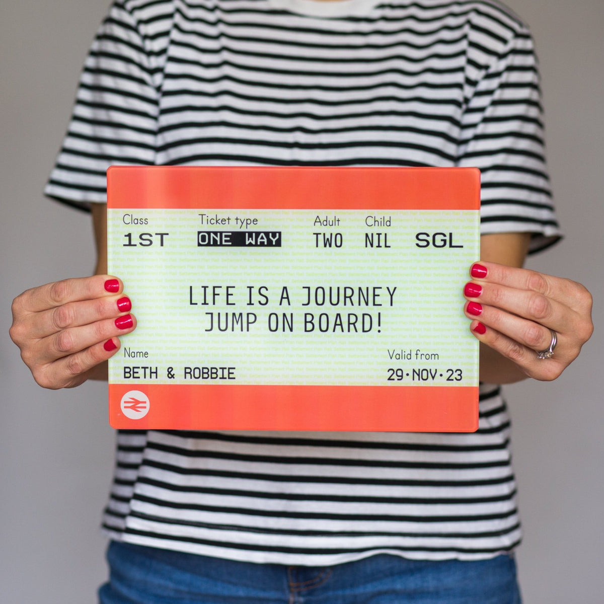 Personalised Train Ticket Chopping Board - Of Life & Lemons®
