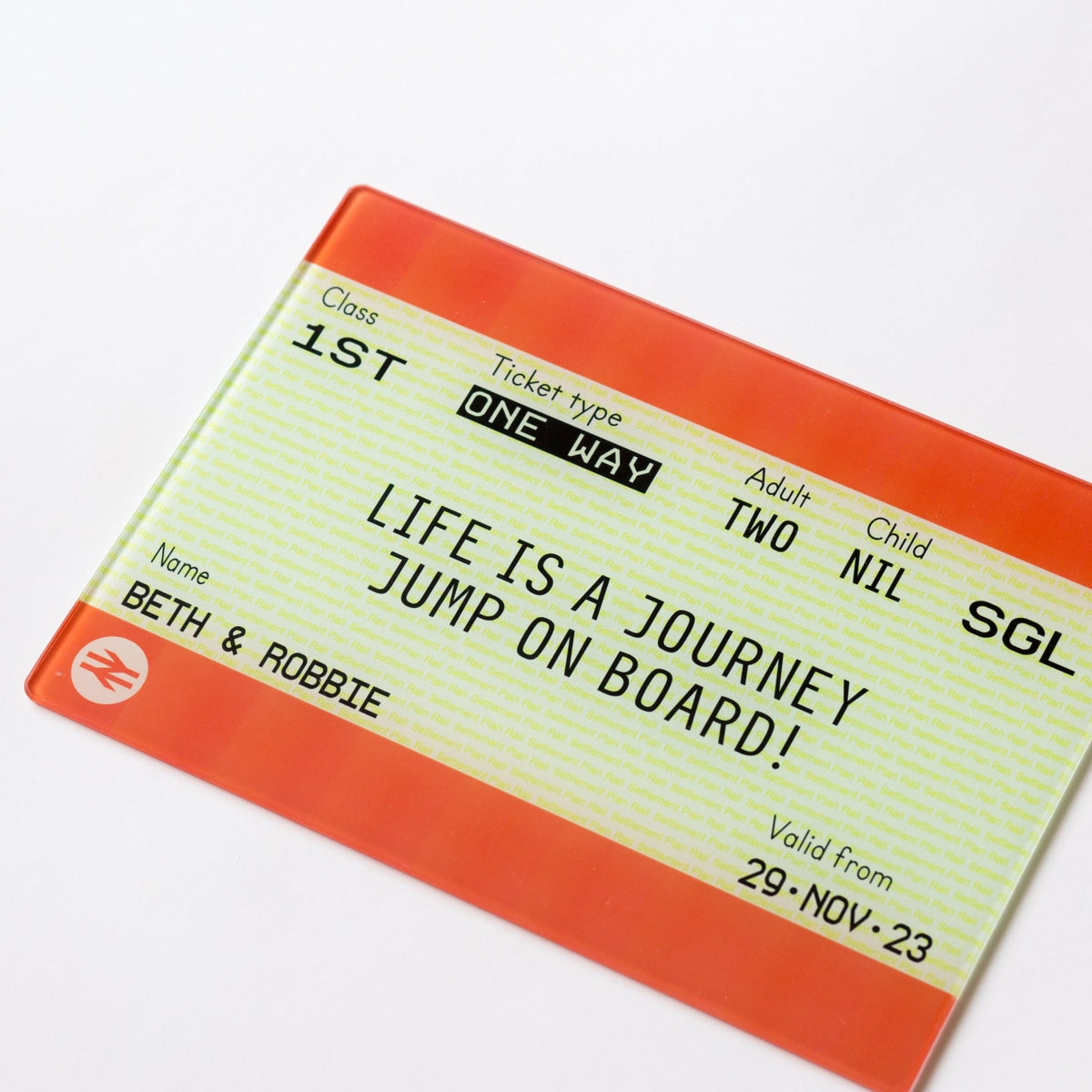 Personalised Train Ticket Chopping Board - Of Life & Lemons®