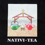 christmas shopping bag with a pun on nativity giving it a tea theme