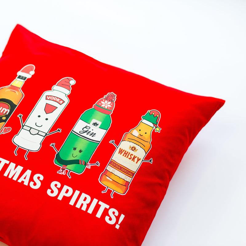 'Christmas Spirits' Funny Christmas Cushion - Of Life & Lemons®