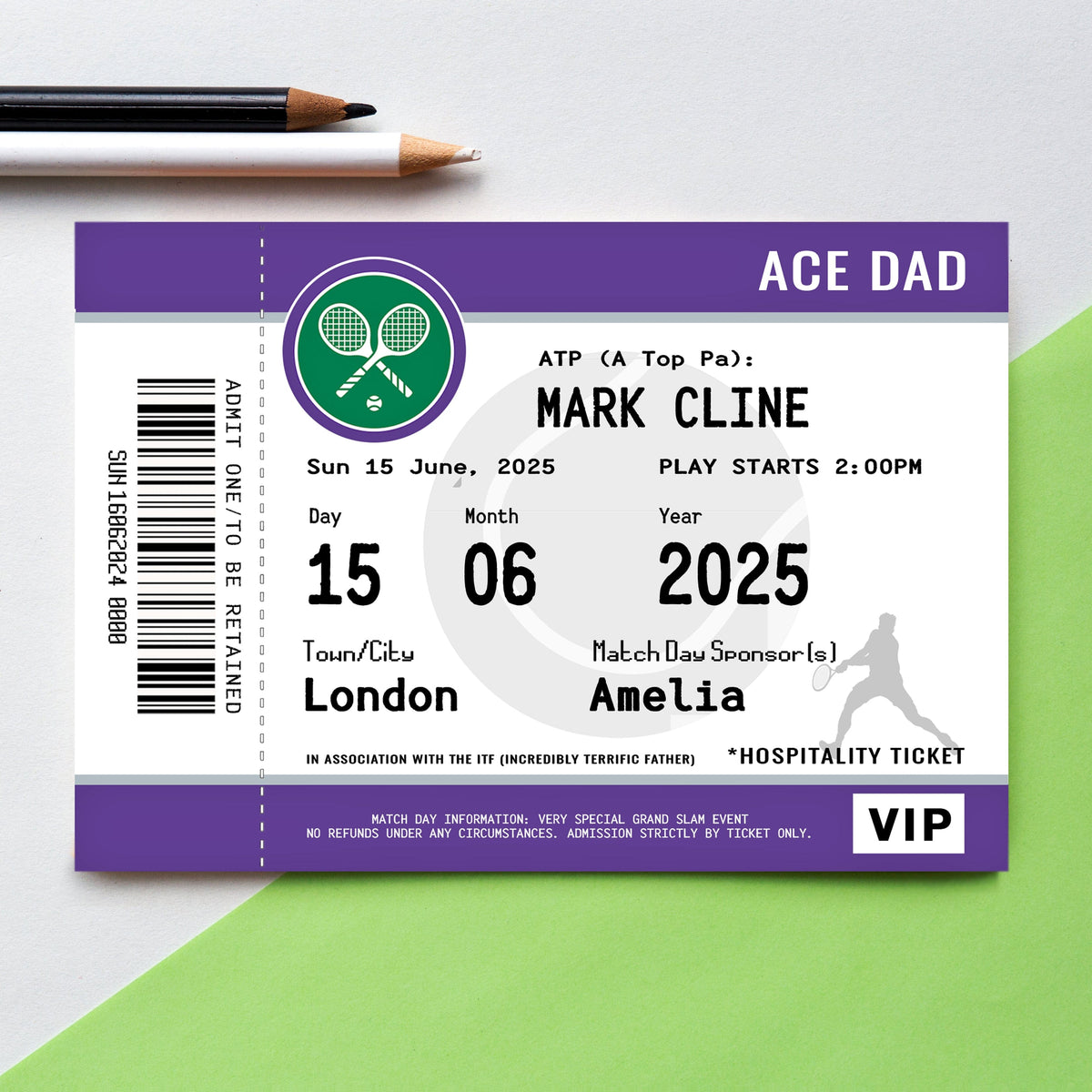 A custom card for a tennis loving Dad