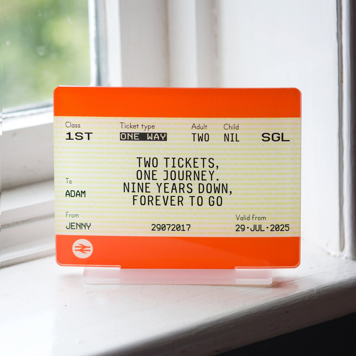 Personalised Train Ticket Anniversary Gift - Of Life & Lemons®
