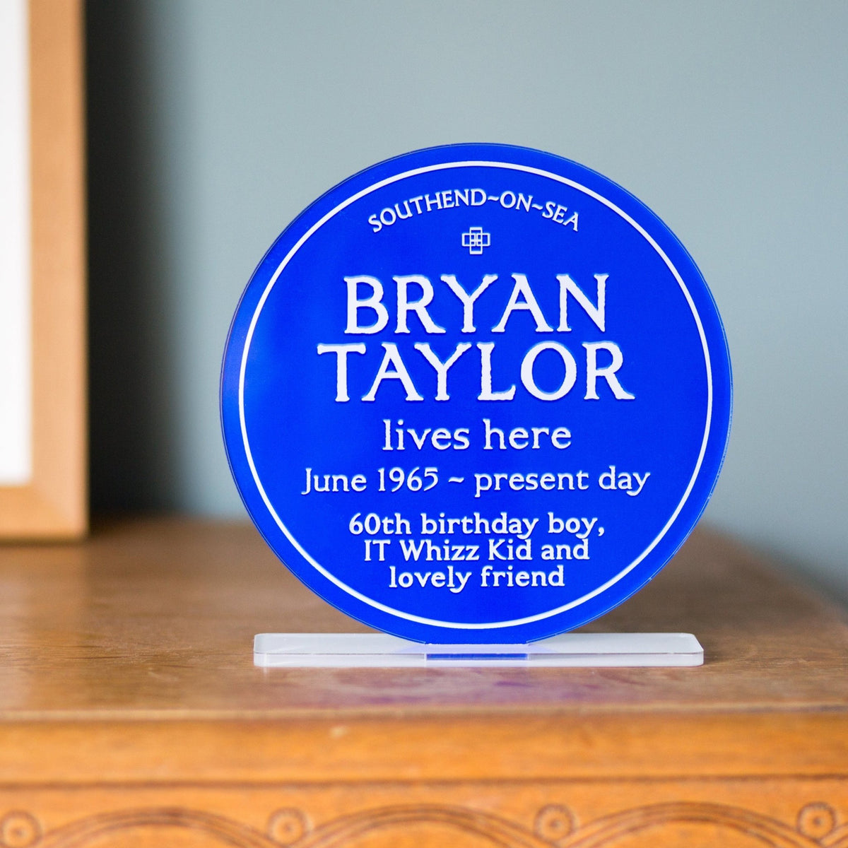 Personalised Freestanding Acrylic Blue Plaque - Of Life & Lemons®