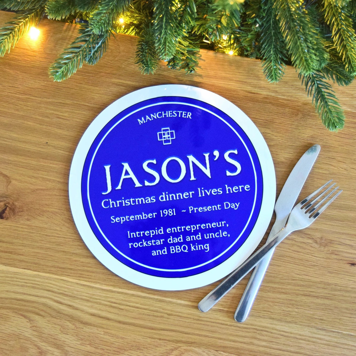 Personalised Blue Plaque Placemat - Of Life & Lemons®