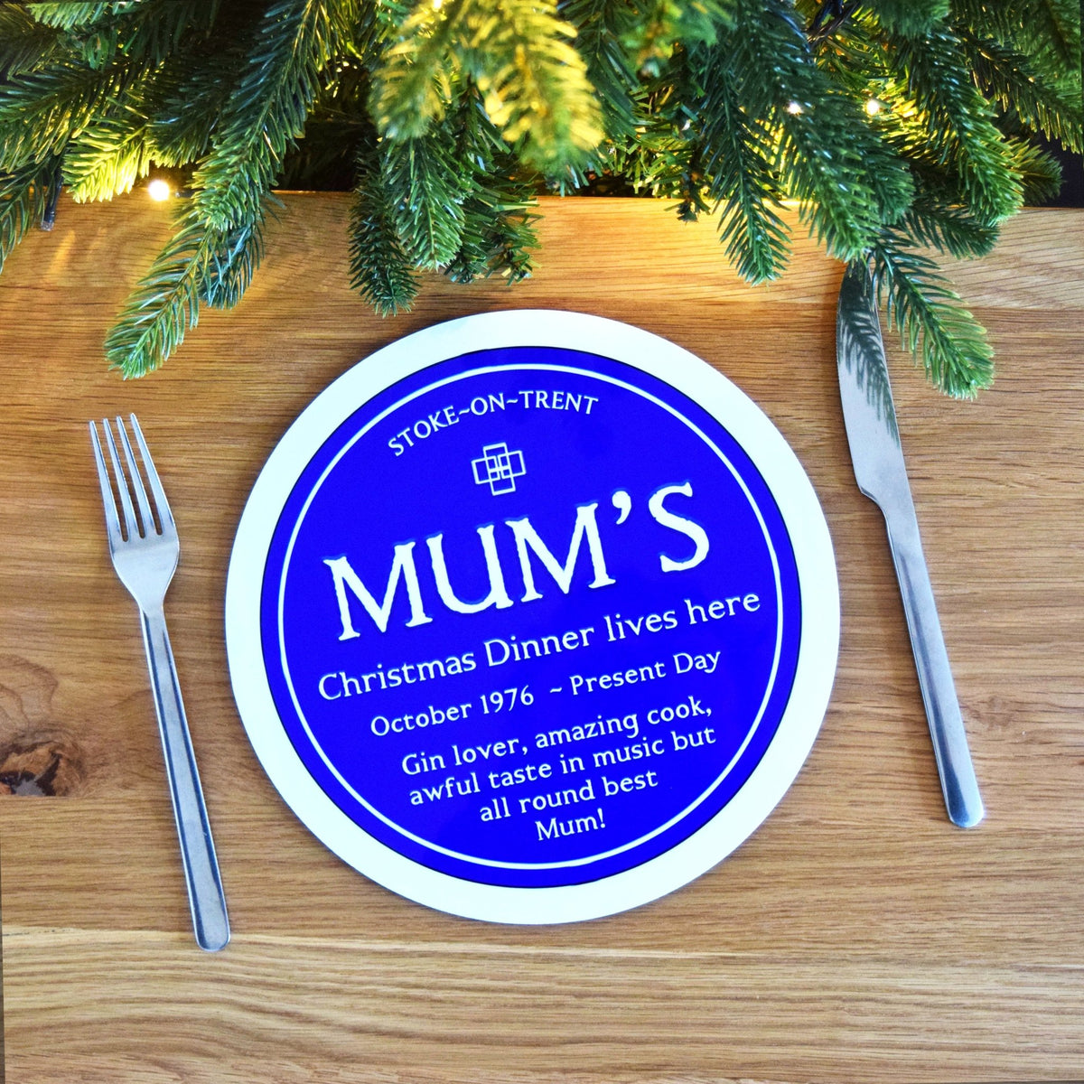 Personalised Blue Plaque Placemat - Of Life & Lemons®