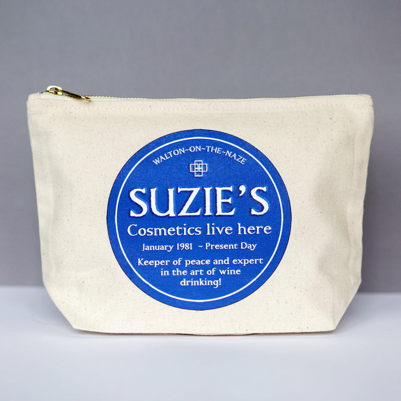 Personalised cosmetic bag with english heritage blue plaque