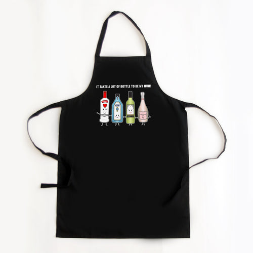 Apron for mum using illustrations of alcohol bottles and funny pun