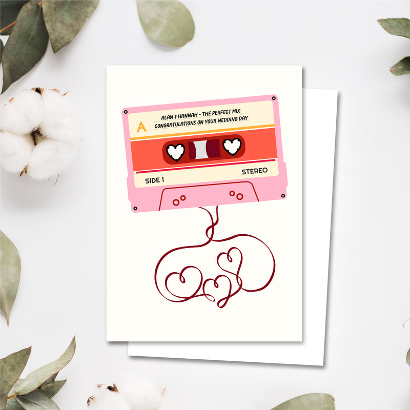 Personalised wedding card with a music theme