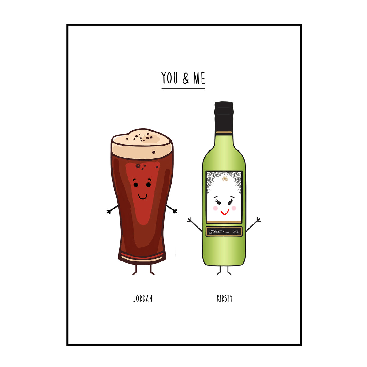 'You & Me' Personalised Drink Print for Couple - Of Life & Lemons®