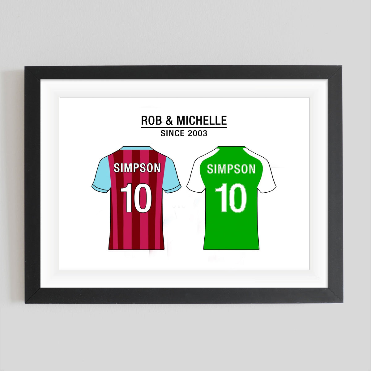 Personalised Football Shirt Print for Couple - Of Life & Lemons®