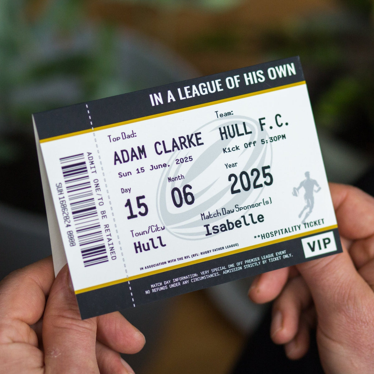 Personalised Rugby Ticket Card For Dad - Of Life & Lemons®