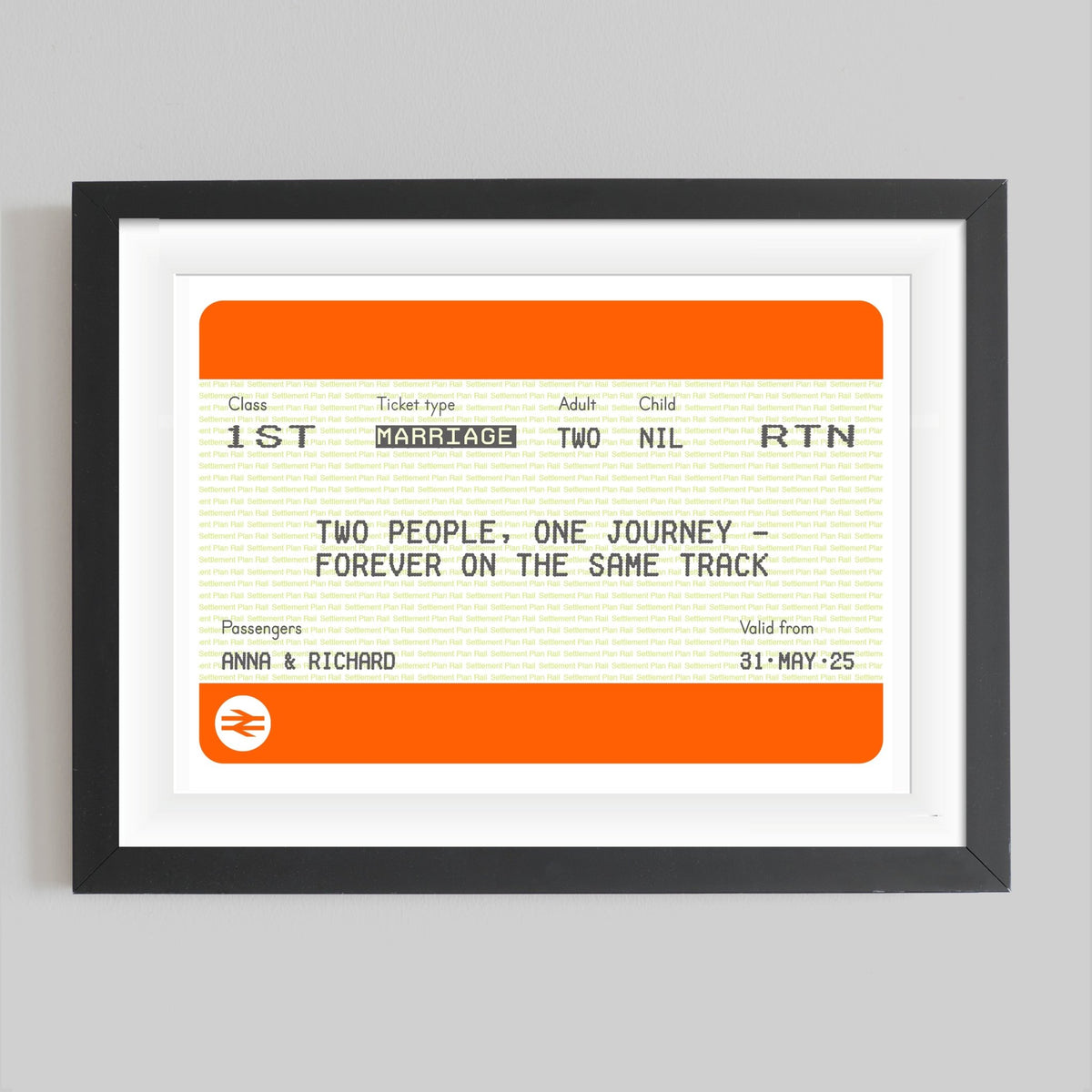 Personalised Train Ticket Wedding Print - Of Life & Lemons®