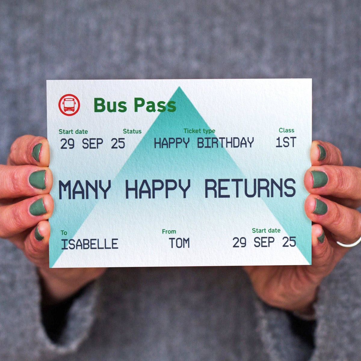 Personalised Bus Ticket Birthday Card - Of Life & Lemons®