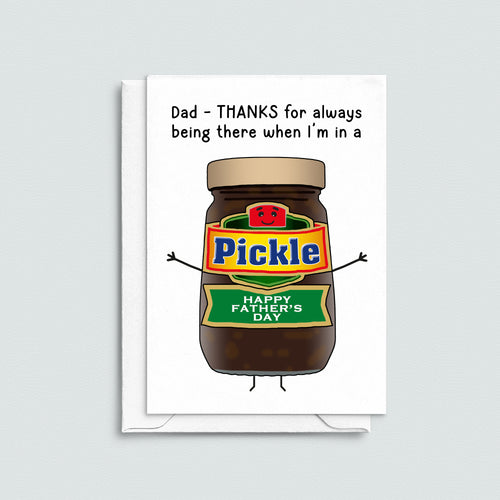 Father's Day card using an illustration of a jar of pickle and a funny pun