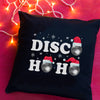 Christmas cushion with a disco illustration and pun