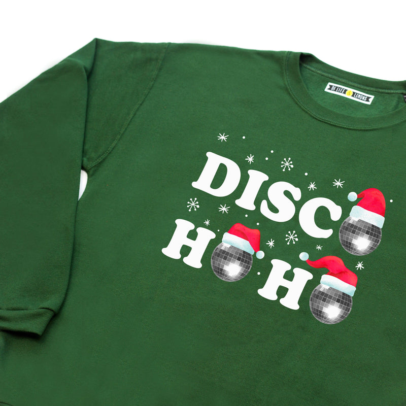christmas sweater in various sizes with disco pun