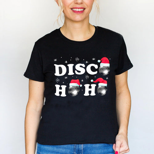 ladies christmas T-shirt with disco slogan