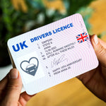 Personalised anniversary card designed to look like a UK drivers licence