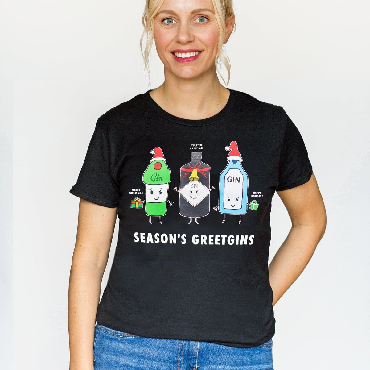 'Season's GreetGINS' Ladies Christmas T-Shirt - Of Life & Lemons®