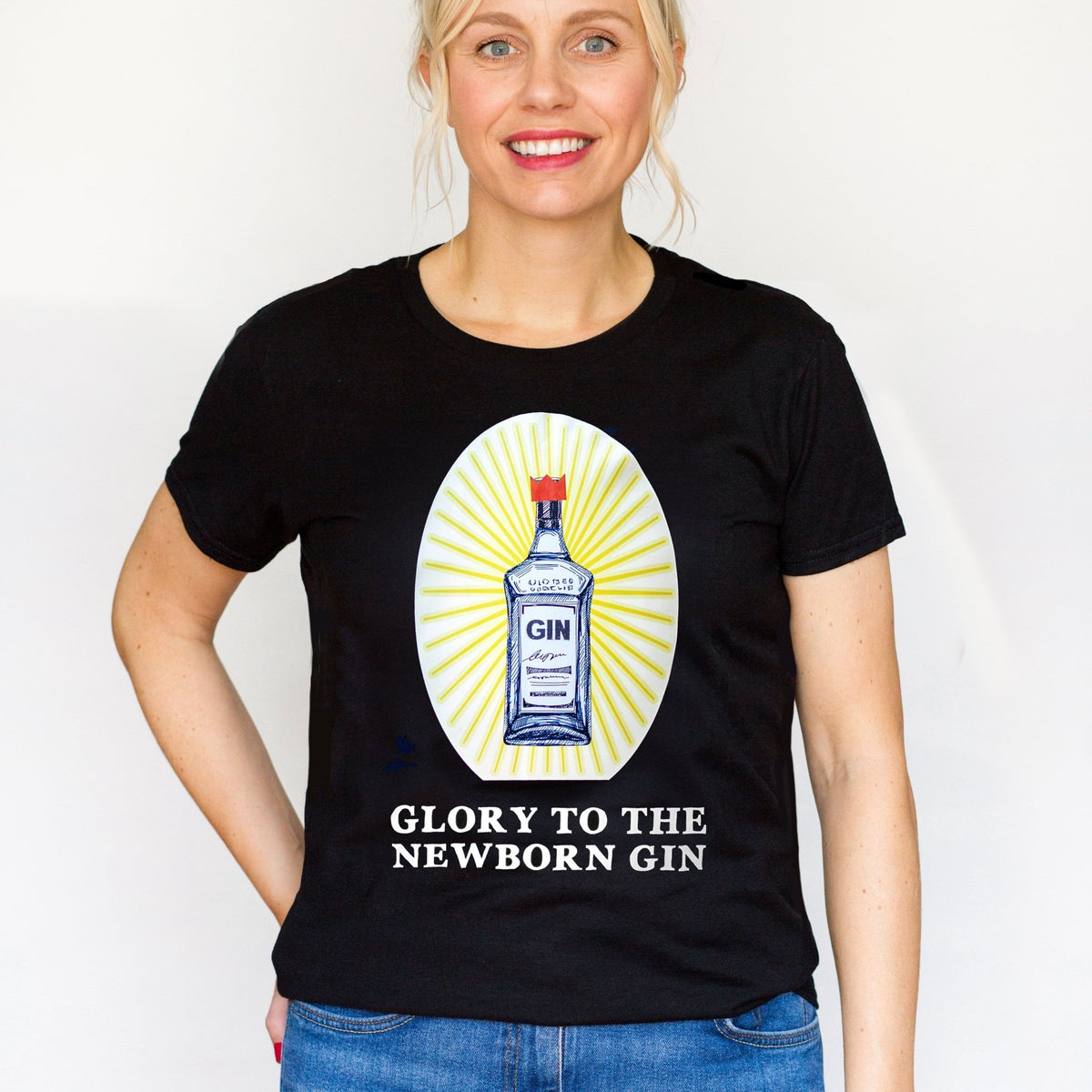 'Glory To The Newborn Gin' Ladies Christmas T-Shirt - Of Life & Lemons®
