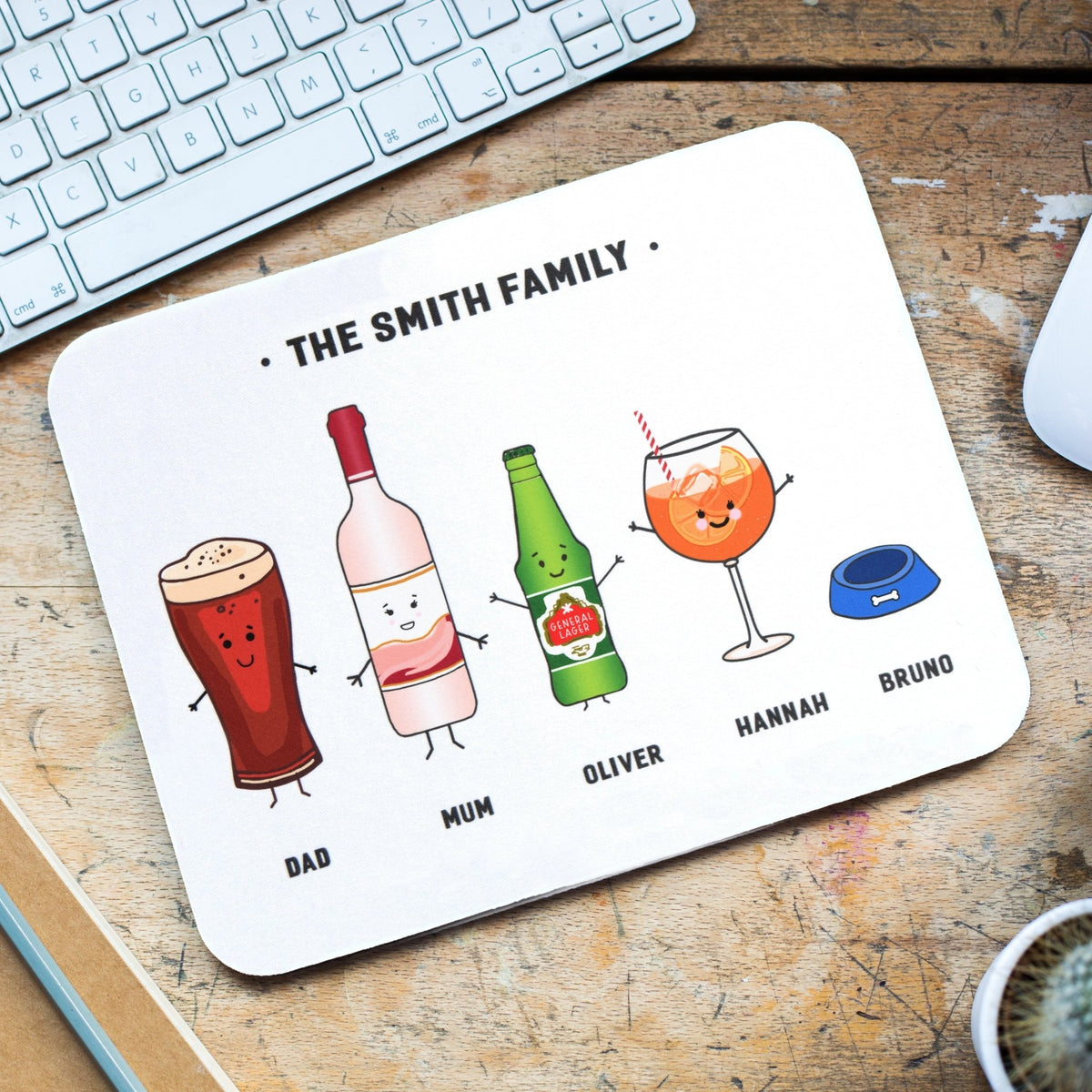 Personalised Family Drinks Mouse Mat - Of Life & Lemons®