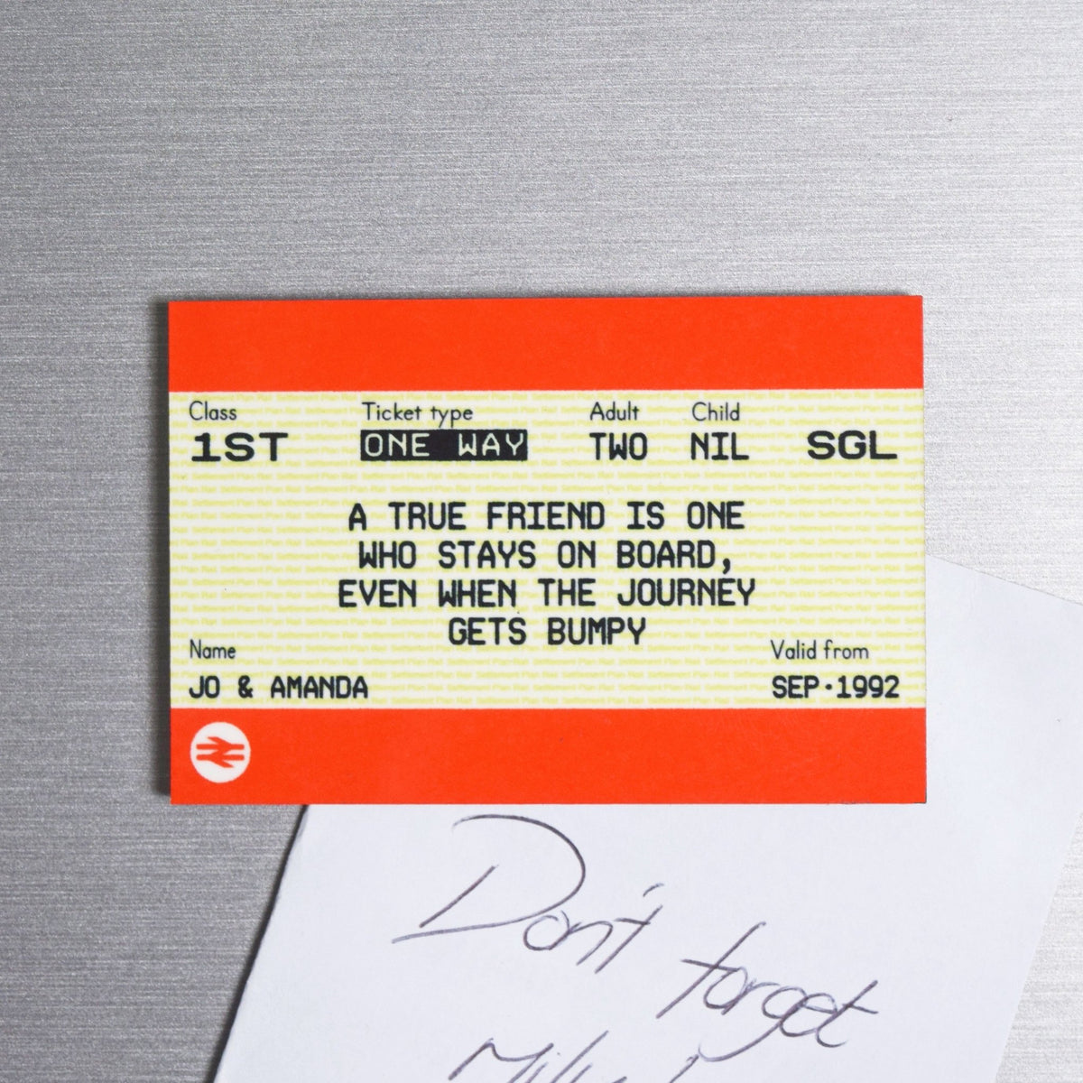 Personalised Train Ticket Fridge Magnet For Friend - Of Life & Lemons®