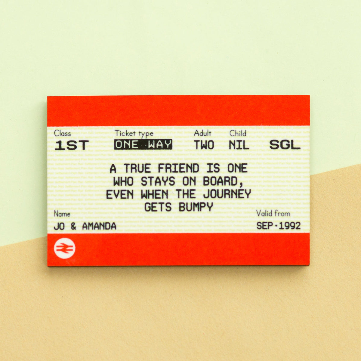 Personalised Train Ticket Fridge Magnet For Friend - Of Life & Lemons®