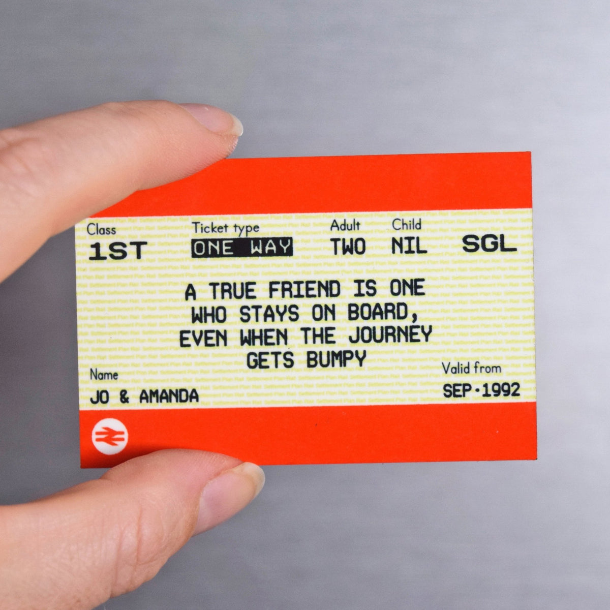 Personalised Train Ticket Fridge Magnet For Friend - Of Life & Lemons®
