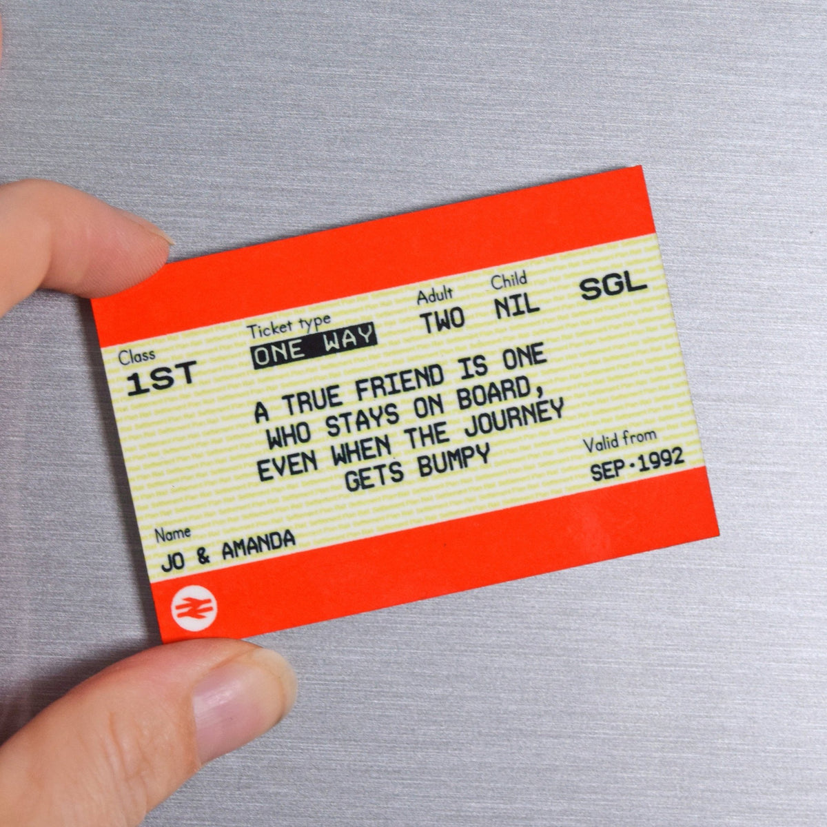 Personalised Train Ticket Fridge Magnet For Friend - Of Life & Lemons®