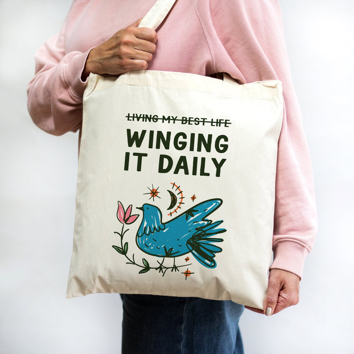 'Winging It Daily' Funny Canvas Tote Bag - Of Life & Lemons®